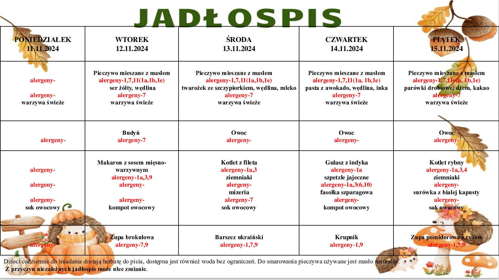 JADŁOSPIS OD 11.11.2024R-15.11.2024R