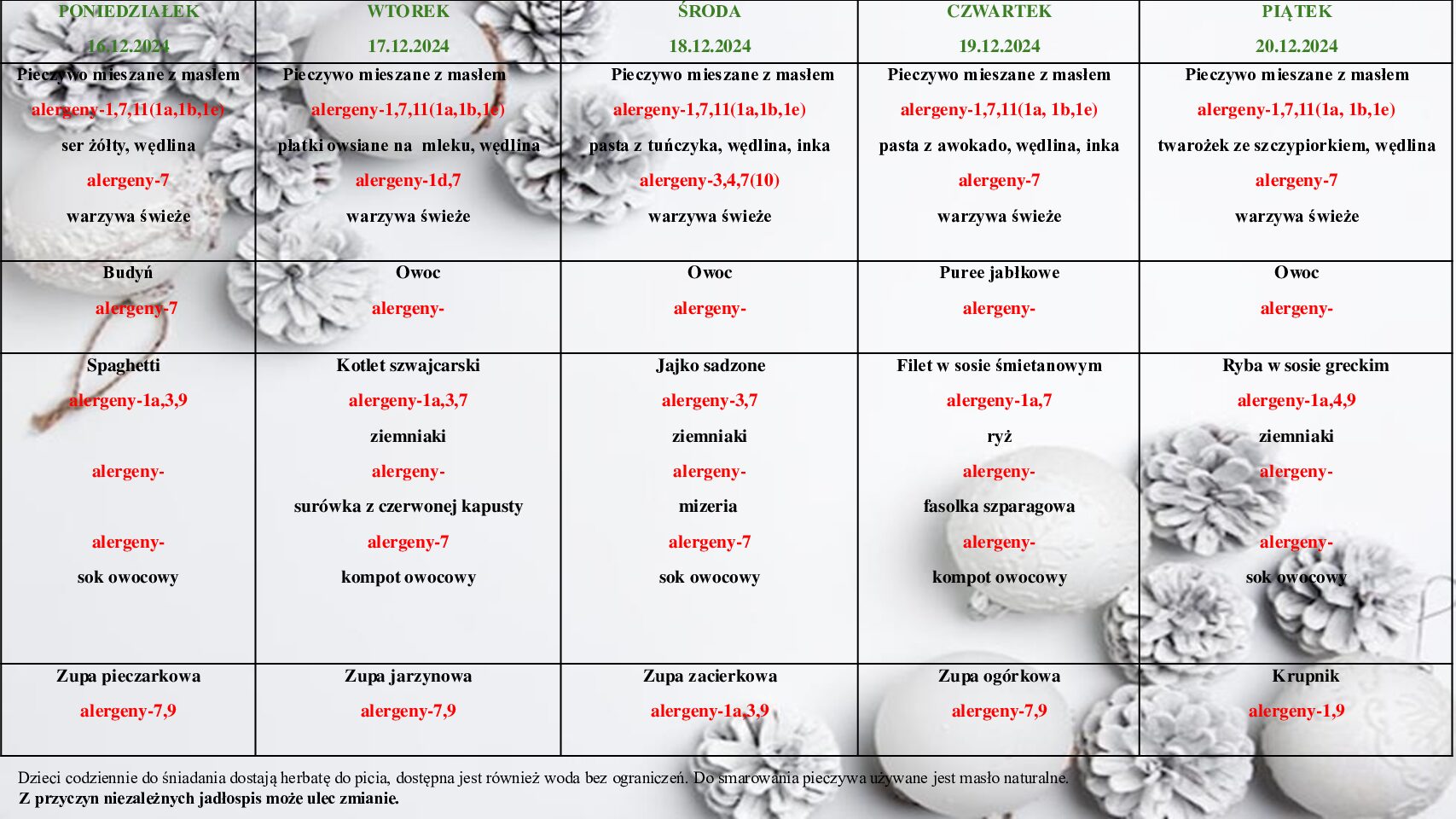 JADŁOSPIS OD 16.12.2024R-20.12.2024R